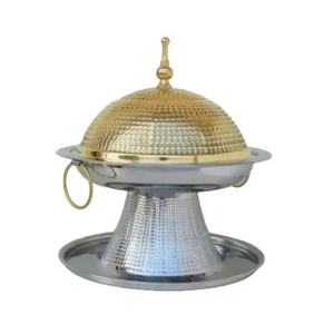Wholesale High Quality Hammered Metal Date <b>Pot</b> With Tray Decorative Gold & Silver Serving Bowl For Dates Nut And Sweets - Product Image 6