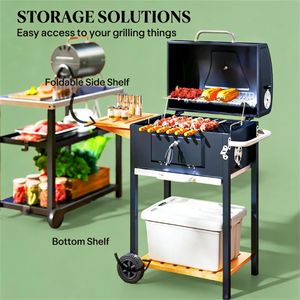 Black Charcoal <b>BBQ</b> Grill for Backyard Picnics Outdoor Cookware - Product Image 3