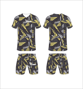 Ferocious <b>Clothing</b> <b>Men</b> <b>s</b> Sublimated Soccer Jersey and Shorts Set V Neck Geometric Print Moisture Wicking Athletic Wear Wholesale - Product Image 1