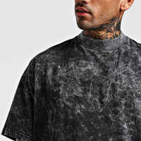 T-shirt délavé à l'acide le plus vendu - T-shirt personnalisable en polyester/coton de haute qualité, écologique, à séchage rapide, prix bas, vente en gros