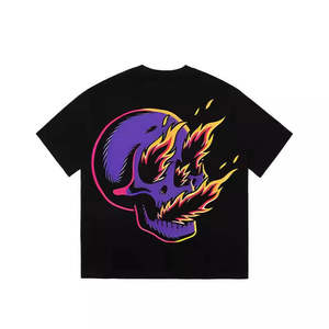 เสื้อยืดผู้ชายฤดูร้อน ผ้าฝ้ายถัก 100% ป้องกันรอยยับ สวมใส่สบาย ทรงหลวม คอวี แขนสั้น ผ้าระบายอากาศ พิมพ์ลายซิลค์สกรีน - Product Image 2