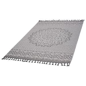 Ensemble de tapis d'intérieur/extérieur LOOM and LUXE 4X6 gris/blanc à motifs médaillon - Product Image 3