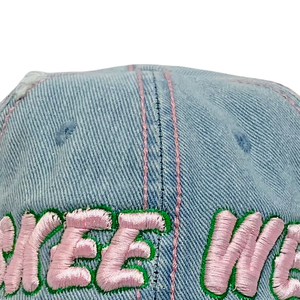 Gorra de Béisbol Skee Wee de Mezclilla Ligera, Color Rosa, con Letra Bordada, Ajustable, Estilo Vintage, Informal - Product Image 6