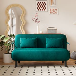 Divano Letto Convertibile Verde Antico da 55 Pollici in Velluto, Pieghevole a Tre Ante con Schienale Regolabile e Cuscino, Chaise Longue Relax by Co - Product Image 4