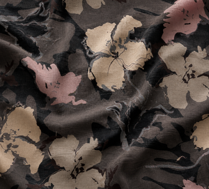 Tissu en toile de lin vintage à motif floral botanique, mélange de coton peigné biologique et de lin - Écologique, antibactérien, poids moyen - Product Image 2