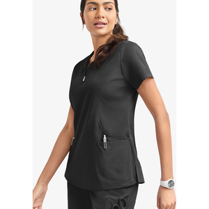 Ensemble d'uniformes médicaux pour femmes : Blouse et pantalon de travail extensibles à manches courtes pour infirmières et personnel hospitalier - Product Image 5
