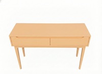 Table console ronde moderne en chêne massif avec 2 tiroirs, meubles écologiques pour salon et salle à manger, pour espaces modernes
