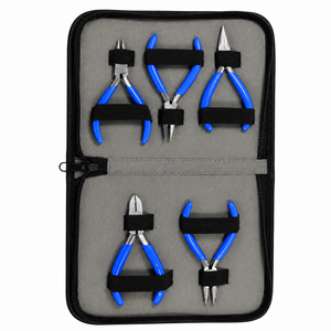 MANAN INSTRUMENTS Stainless Steel Jewelry <b>Pliers</b> <b>Set</b> Blue Handles DIY Jewelry Making 5-Piece Kit Jewelry Setting Mixed Shapes - Product Image 3