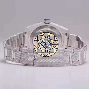 Reloj de Lujo para Hombre con Diamantes Moissanite VVS1, Esfera Sunburst con Incrustaciones, Completamente Equipado, de Acero Inoxidable - Product Image 5