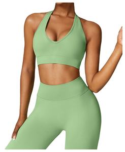 Soutien-gorge de sport femme sexy OEM soutien-gorge de yoga dos nu respirant et écologique haut de fitness froncé beauté dos fabriqué au Pakistan - Product Image 1