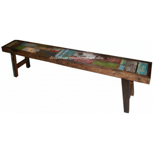 Banco Rita de Madera de Barco Reciclada, Diseño Patchwork, Color Original, Ecológico, Hecho a Mano, Minimalista, Sostenible, para Interiores y Exteriores - Product Image 6