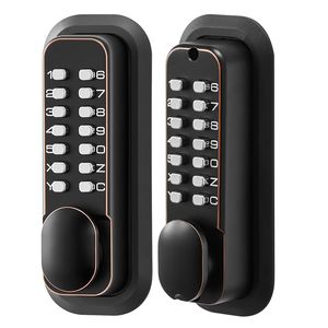 Serrure de porte mécanique sans clé à combinaison à bouton-poussoir double face avec clavier numérique D, mise à niveau du code 2.0, code à 4/7 chiffres - Product Image 1