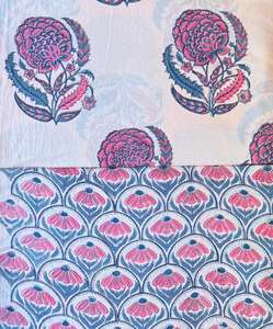 Tissu 100% Coton Indien Imprimé à la Main au Bloc, 60 fils, Poids Moyen, Écologique, 5 Yards en Continu pour Chemises et Housses - Product Image 2