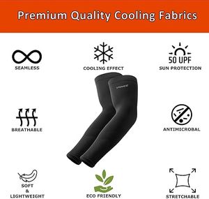 Men Solid Color Full <b>Sleeve</b> <b>Compression</b> <b>Arm</b> <b>Sleeves</b> UPF50+ Polyester Sun Protection Cooling for Cycling Running Training - Product Image 4