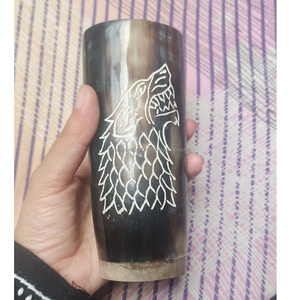 Personalizado exquisito Vintage oso bebiendo Koi taza hecha a mano cuerno Natural corto antiguo tallado estilo Animal negocio perfecto - Product Image 1