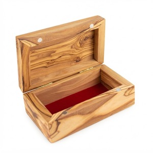 Caja organizadora de joyas de madera al por mayor con 6 compartimentos, caja de almacenamiento de madera de pino natural sin acabar con tapa con bisagras para anillos y pendientes - Product Image 2
