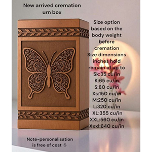 Butterfly & Palm Tree Cremation Urn: Engraved Rosewood, Personalized Memorial Memorial Keepsake by AYAANS - Product Image 5