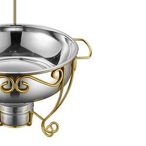 ถาดอุ่นอาหารแบบมีขาตั้งลายทองหรูหรา พร้อมฝาแก้วและชั้นวางสแตนเลสอย่างดี สำหรับบุฟเฟ่ต์และงานจัดเลี้ยง - Product Image 6