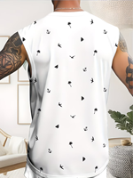 Two Men's Summer Casual Sleepwear Featuring Sleeveless Crew Neck Vests Drawstring Shorts Pockets 100% Cotton Knitted Breathable