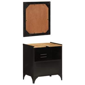 Ensemble de meubles de salle de bain en bois naturel noir, collection de vanités élégantes - Product Image 5