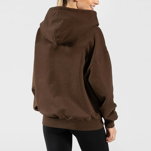 Vente en gros de sweat-shirts à col rond pour femmes, en coton French Terry, surdimensionnés, à épaules tombantes, avec broderie personnalisée du logo, écologiques, streetwear d'hiver - Product Image 2