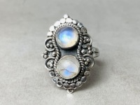 Bagues en argent sterling 925 avec pierre de lune arc-en-ciel, faites à la main, tendance, cadeau de fête pour elle, bijoux vintage unisexe