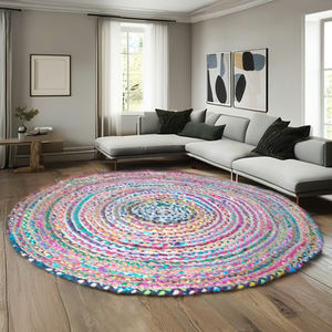 Modern <b>Living</b> <b>Room</b> <b>Round</b> <b>Rug</b> Made of Jute 100% Natural Handmade Washable Non-Slip Eco-Friendly Custom Size - Product Image 1