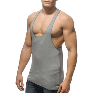 Camisetas sin mangas de algodón orgánico de color liso al por mayor para entrenamiento muscular, gimnasio, correr, fitness y deportes para hombre - Product Image 5