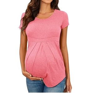 Camisetas de Lactancia para Mujer Embarazada, Camiseta de Lactancia para Verano, Cuello Redondo, Manga Corta, Camisetas de Maternidad - Product Image 1