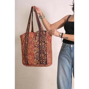 Bolsa de Compras Reutilizable de Algodón Kantha Vintage con Estampado Floral, Bolsa de Hombro para el Mercado, 3L+, Unisex - Product Image 2