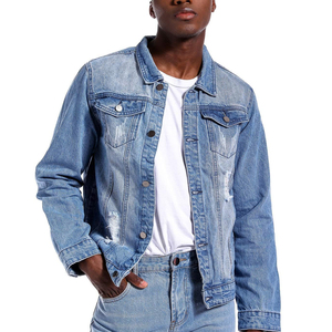 Chaqueta de Mezclilla Azul Claro para Hombre, Estilo Casual, Cuello Camisero, Manga Regular, Diseño Desgastado, Estilo Primavera - Product Image 5