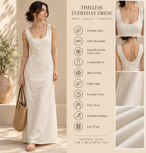 Proveedor OEM Profesional en Stock - Vestido Maxi Casual de Cuello Redondo Liso para Uso Diario al por Mayor - Product Image 4
