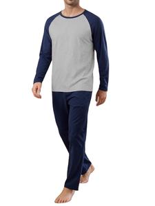 Ensemble de pyjama pour homme en coton 100% à manches longues et col rond, 2 pièces, avec pantalon long, respirant, vêtements de détente thermiques, Bangladesh - Product Image 2