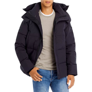 Veste d'hiver personnalisée à capuche épaisse en laine respirante, fermeture éclair, couleur unie, en soie et coton pour homme - Product Image 4
