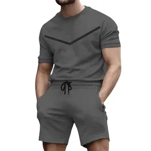 Ensemble décontracté d'été professionnel pour homme à prix abordable – T-shirt en coton respirant et short, ensemble 2 pièces coloré pour l'extérieur - Product Image 3