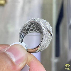 Iced Out Moissanite Diamond Ring For Men Luxury Baguette Round Cut Gold Plated Fashion Party Jewelry Ring - Product Image 4