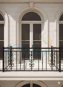 Rampe de balcon moderne en fonte gris de qualité supérieure, motif Paris, traitement de surface par sablage, métal poli, résistant à la rouille - Product Image 3