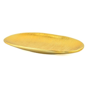 Luxury Bright Silver Oval Hammered Metal Accent <b>Plate</b> Cutout <b>Side</b> Handles Keys Storage Tray Home Living Room Decor - Product Image 4
