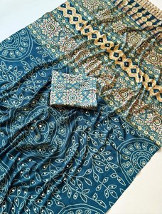Sari Rangriti con trabajo de espejos, Sari de seda Rajsi Bandhani, Sari de crepé Mirror Majesty, Sari Bandhani, Sari Imperial con encaje de espejos - Product Image 3