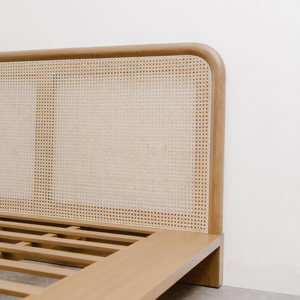 Base de Cama Ajustable de Madera de Teca de Estilo Escandinavo Moderno y Minimalista con Mimbre, Diseño Confortable para Hoteles de Lujo - Product Image 5