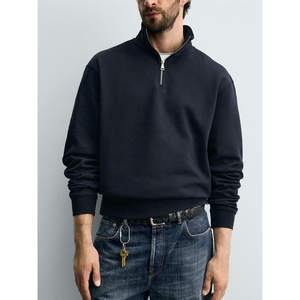 Men Half <b>Zip</b> Pullover Sweatshirt Custom Embroidery Cotton Fleece Oversized Streetwear Fashion USA Clothing Brand - Product Image 3