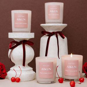 Vela Aromática de Combustión Lenta AIKUN con Aroma a Higo y Cassis en Frasco de Vidrio Rosa, Vela de Aromaterapia Premium para Suministro al por Mayor y OEM - Product Image 4