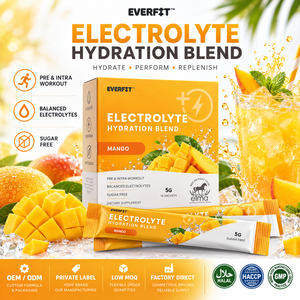 Poudre d'électrolytes alimentaires Elma 1KG Sans sucre ajouté 50 portions Formule d'hydratation et de réapprovisionnement en minéraux Sans OGM Lactosérum pour adultes - Product Image 1