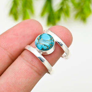 925 Silver Luxury <b>Turquoise</b> Gemstone <b>Rings</b> for Party - Product Image 1