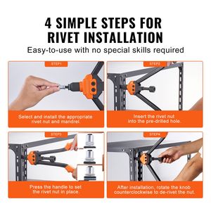 Kit di Utensili per Rivettatura da 16 Pollici con 13 Mandrini Metrici SAE e 186 Dadi Rivetto M3 M4 M5 M6 M8 M10 per Macchine Rivettatrici - Product Image 6