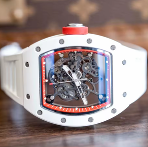 Montre mécanique de luxe pour homme, en céramique blanche, bracelet en caoutchouc, 44 mm, étanche 30 m. - Product Image 4