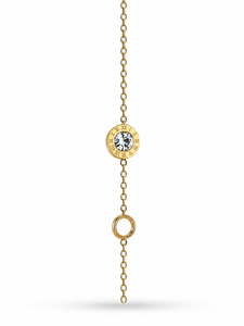 ELVORA GEMS Pulsera Minimalista con Cadena Chapada en Oro de 18K, Cristal con Engaste de Bisel, Colgante Circular de Perla de Agua Dulce, para Uso Diario de Mujeres - Product Image 3