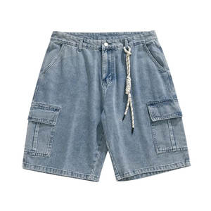 Shorts en jean pour hommes, fins, amples, respirants, design pentagramme, tendance, polyvalents, décontractés, mi-longs, confortables - Product Image 1