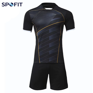 SPOFIT ชุดฟุตบอลสำหรับผู้ใหญ่แบบไม่จำกัดเพศสีดำพิมพ์ลายเรขาคณิตแขนสั้นปกติระบายความชื้นป้องกันแบคทีเรียระบายอากาศได้ - Product Image 3