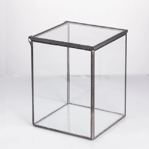 Premium Gold Frame Glass Jewelry Box Rectangle Modern Design Storage Organizer for Pearls and <b>Flowers</b> <b>Display</b> - Product Image 2
